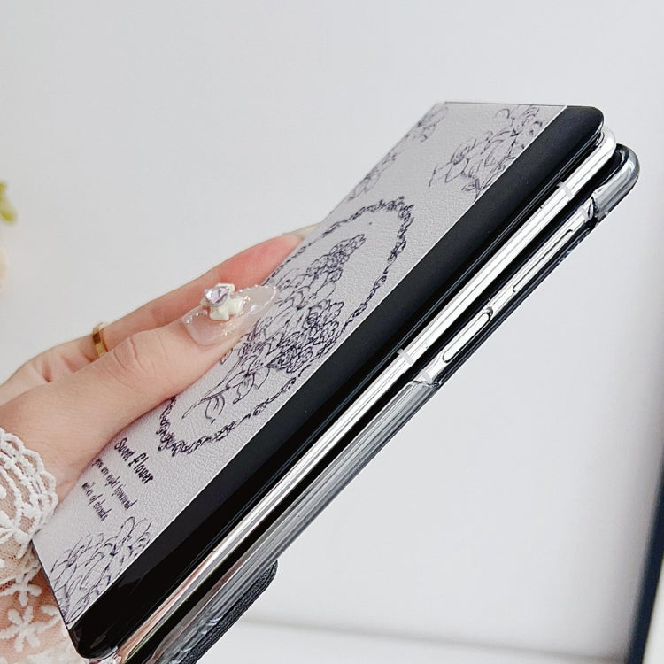 For Huawei Mate X5 / X2 Sketching Flowers Flip Leather Phone Case(Black) - free shipping - PMC TechLife - Order now!