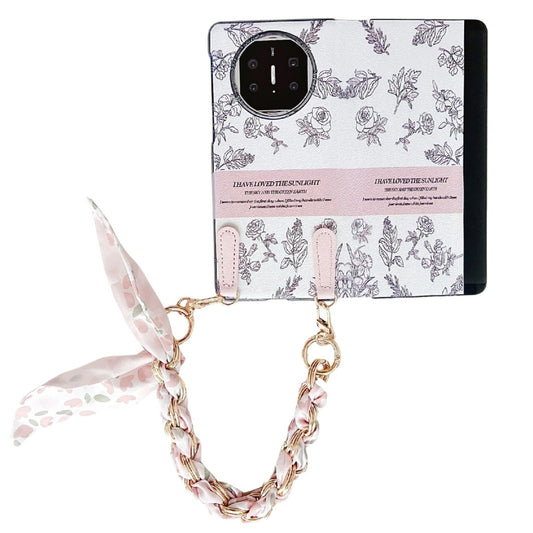 For Huawei Mate X5 / X2 Sketching Flowers Flip Leather Phone Case with Bracelet(Pink) - Huawei Cases by PMC Jewellery | Online Shopping South Africa | PMC Jewellery | Buy Now Pay Later Mobicred