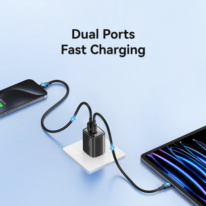 USAMS CC230 30W USB+USB-C / Type-C Dual Port GaN Digital Display Charger, Specifications: US Plug(Black) - USB Charger by USAMS | Online Shopping South Africa | PMC Jewellery | Buy Now Pay Later Mobicred