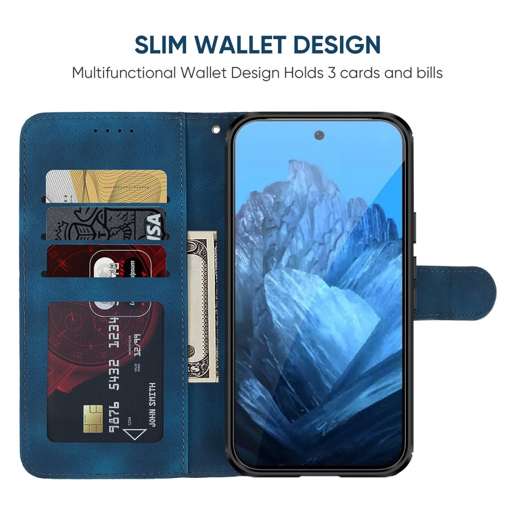 For Google Pixel 9 / 9 Pro Skin Feel Geometric Lines Leather Phone Case(Blue) - Google Cases by PMC TechLife | Online Shopping South Africa | PMC TechLife | Buy Now Pay Later Mobicred