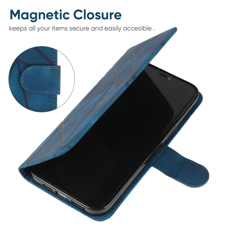 For Google Pixel 9 / 9 Pro Skin Feel Geometric Lines Leather Phone Case(Blue) - Google Cases by PMC TechLife | Online Shopping South Africa | PMC TechLife | Buy Now Pay Later Mobicred