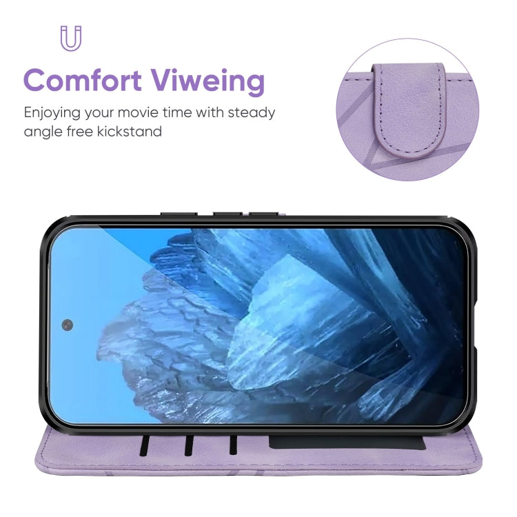 For Google Pixel 9 / 9 Pro Skin Feel Geometric Lines Leather Phone Case(Purple) - Google Cases by PMC Jewellery | Online Shopping South Africa | PMC Jewellery | Buy Now Pay Later Mobicred