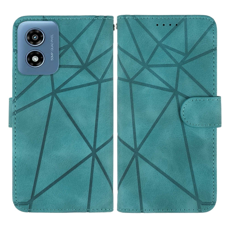 For Motorola Moto G Play 4G 2024 Skin Feel Geometric Lines Leather Phone Case(Green) - Motorola Cases by PMC Jewellery | Online Shopping South Africa | PMC Jewellery | Buy Now Pay Later Mobicred