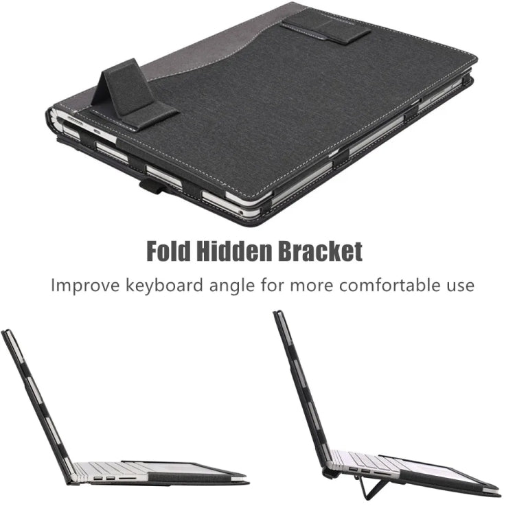 For HP Pavilion Aero 13.3 inch 13-bg / 13z-bg Leather Laptop Shockproof Protective Case With Stand(Black) - 13.3 inch by PMC Jewellery | Online Shopping South Africa | PMC Jewellery | Buy Now Pay Later Mobicred