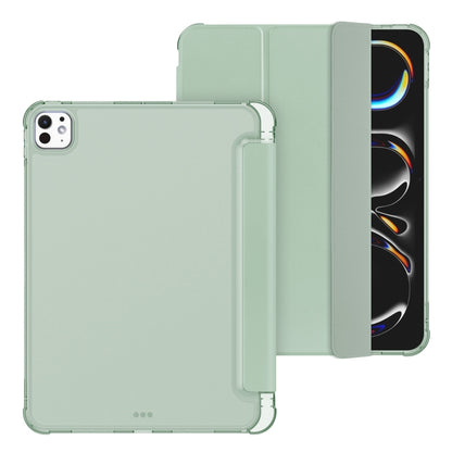 For iPad Pro 11 2024 Tri-fold Holder TPU Cover Frosted Leather Smart Tablet Case withh Pen Slot(Matcha Green) - iPad Pro 11 2024 Cases by PMC Jewellery | Online Shopping South Africa | PMC Jewellery | Buy Now Pay Later Mobicred