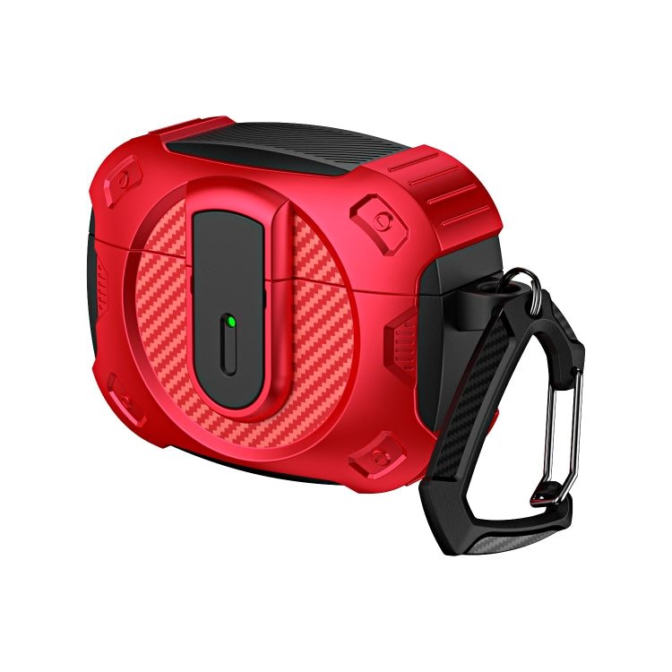 For AirPods Pro 2 Lock Shockproof Bluetooth Earphone Protective Case(Black Red) - For AirPods Pro 2 by PMC Jewellery | Online Shopping South Africa | PMC Jewellery | Buy Now Pay Later Mobicred