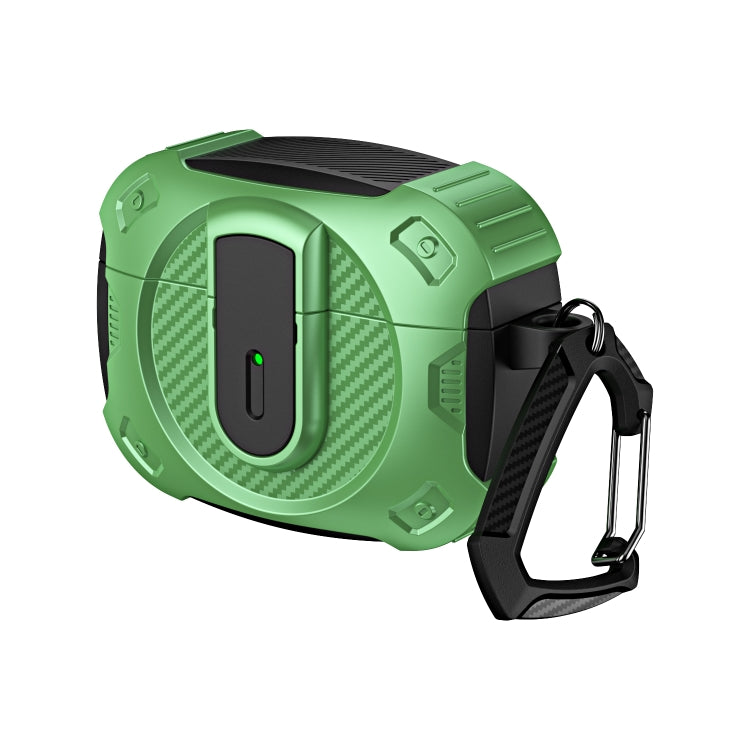 For AirPods Pro Lock Shockproof Bluetooth Earphone Protective Case(Black Green) - For AirPods Pro by PMC Jewellery | Online Shopping South Africa | PMC Jewellery | Buy Now Pay Later Mobicred