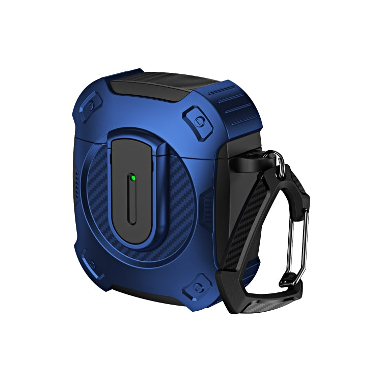 For AirPods 2 / 1 Lock Shockproof Bluetooth Earphone Protective Case(Black Blue) - For AirPods 1/2 by PMC Jewellery | Online Shopping South Africa | PMC Jewellery | Buy Now Pay Later Mobicred