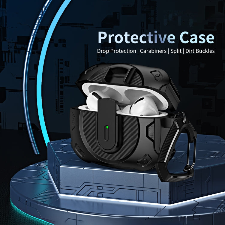 For AirPods Pro Lock Shockproof Bluetooth Earphone Protective Case(Black Purple) - For AirPods Pro by PMC Jewellery | Online Shopping South Africa | PMC Jewellery | Buy Now Pay Later Mobicred
