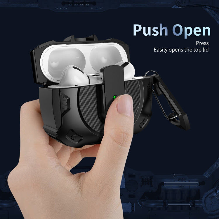 For AirPods 4 Lock Shockproof Bluetooth Earphone Protective Case(Black Silver) - For AirPods 4 by PMC Jewellery | Online Shopping South Africa | PMC Jewellery | Buy Now Pay Later Mobicred