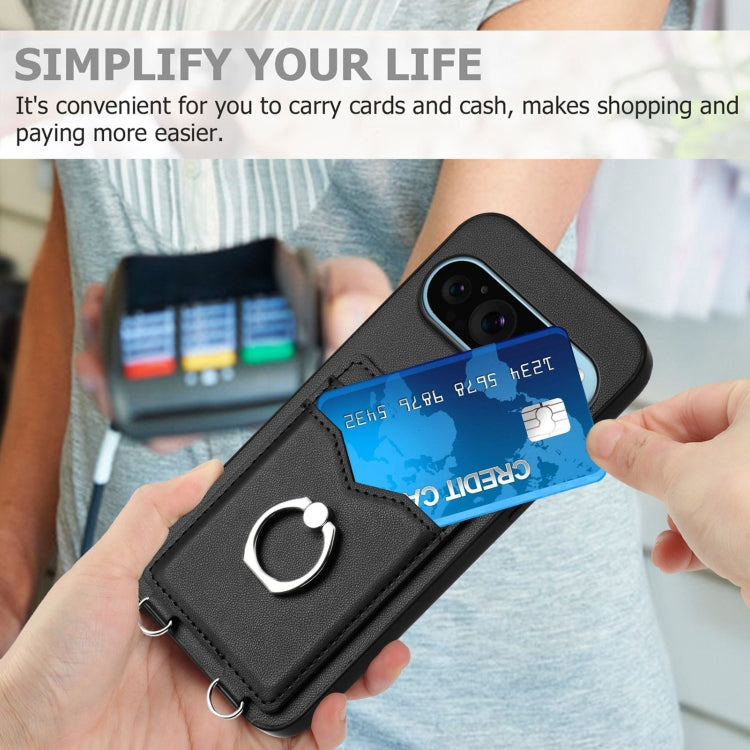 For Google Pixel 9 / 9 Pro R20 Ring Card Holder Phone Case(Black) - Google Cases by PMC TechLife | Online Shopping South Africa | PMC TechLife | Buy Now Pay Later Mobicred