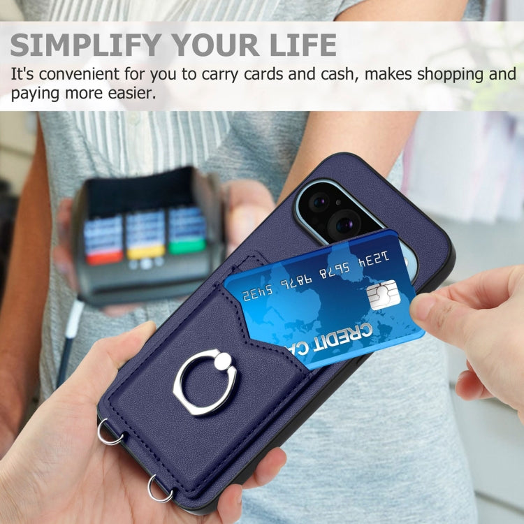 For Google Pixel 9 / 9 Pro R20 Ring Card Holder Phone Case(Blue) - Google Cases by PMC TechLife | Online Shopping South Africa | PMC TechLife | Buy Now Pay Later Mobicred