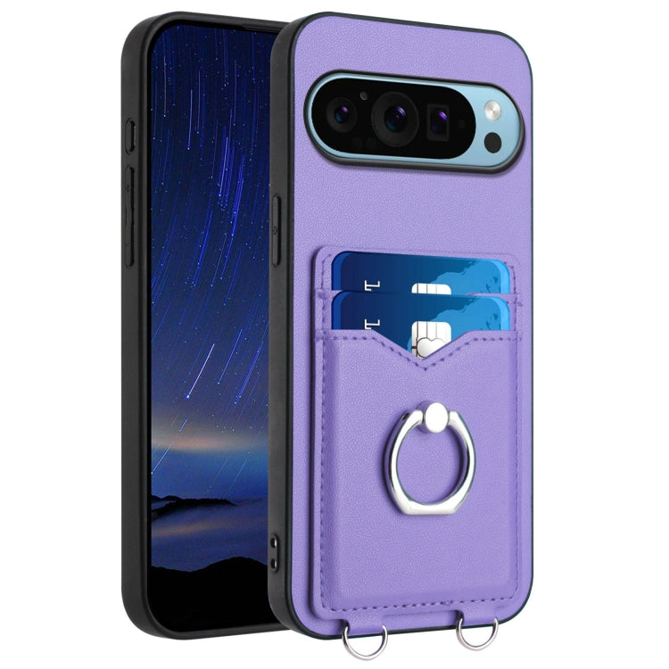 For Google Pixel 9 / 9 Pro R20 Ring Card Holder Phone Case(Purple) - Google Cases by PMC TechLife | Online Shopping South Africa | PMC TechLife | Buy Now Pay Later Mobicred