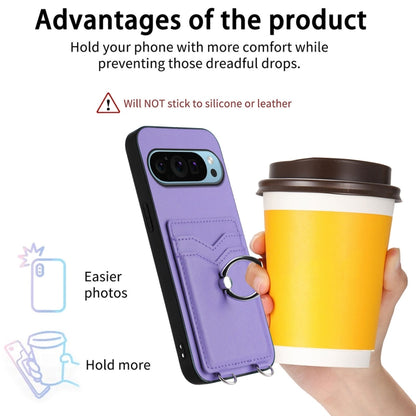 For Google Pixel 9 / 9 Pro R20 Ring Card Holder Phone Case(Purple) - Google Cases by PMC Jewellery | Online Shopping South Africa | PMC Jewellery | Buy Now Pay Later Mobicred