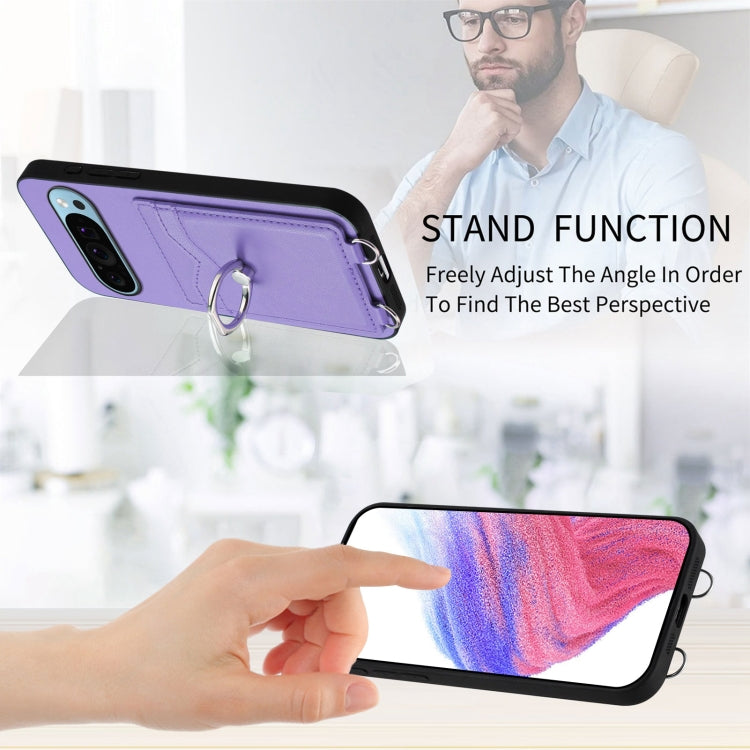 For Google Pixel 9 Pro XL R20 Ring Card Holder Phone Case(Purple) - Google Cases by PMC Jewellery | Online Shopping South Africa | PMC Jewellery | Buy Now Pay Later Mobicred