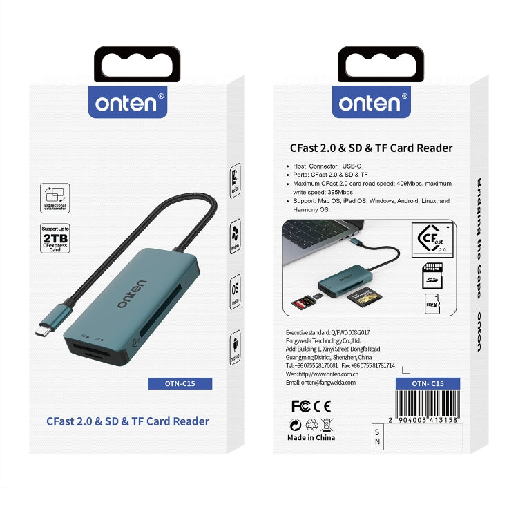 Onten C15 3 in 1 USB-C / Type-C to CFast 2.0 & SD & TF Card Reader(Pine Green) - free shipping - PMC Jewellery - Order now!