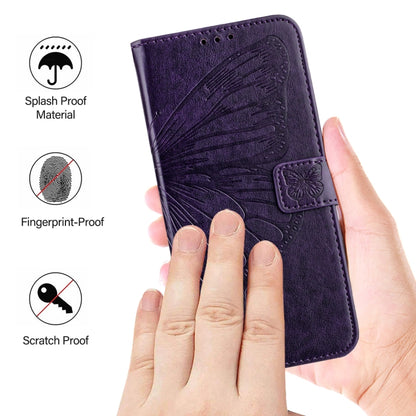 For Blackview Wave 6C Embossed Butterfly Leather Phone Case(Dark Purple) - More Brand by PMC Jewellery | Online Shopping South Africa | PMC Jewellery | Buy Now Pay Later Mobicred