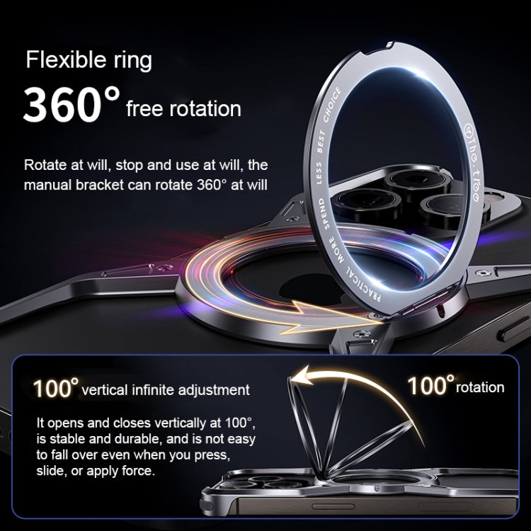 For iPhone 16 Pro Aluminum Alloy Frameless 360-Degree Rotating Phone Case(Silver) - iPhone 16 Pro Cases by PMc TechLife | Online Shopping South Africa | PMc TechLife | Buy Now Pay Later Mobicred