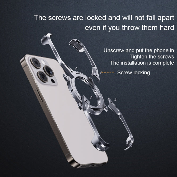 For iPhone 16 Aluminum Alloy Frameless 360-Degree Rotating Phone Case(Silver) - iPhone 16 Cases by PMc TechLife | Online Shopping South Africa | PMc TechLife | Buy Now Pay Later Mobicred