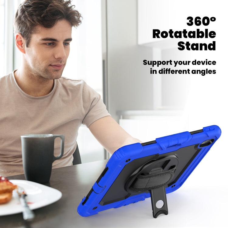 For iPad Air 11 2025 / 2024 Silicone Hybrid PC Tablet Case with Shoulder Strap(Black + Dark Blue) - free shipping - PMC TechLife - Order now!