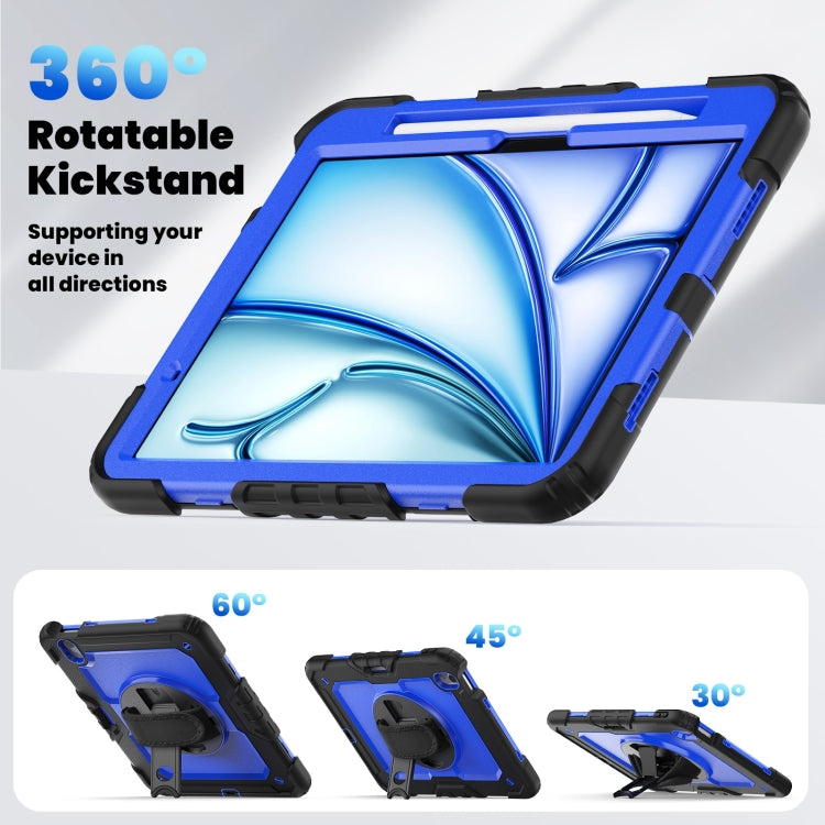 For iPad Air 11 2025 / 2024 Silicone Hybrid PC Tablet Case with Shoulder Strap(Dark Blue + Black) - free shipping - PMC TechLife - Order now!