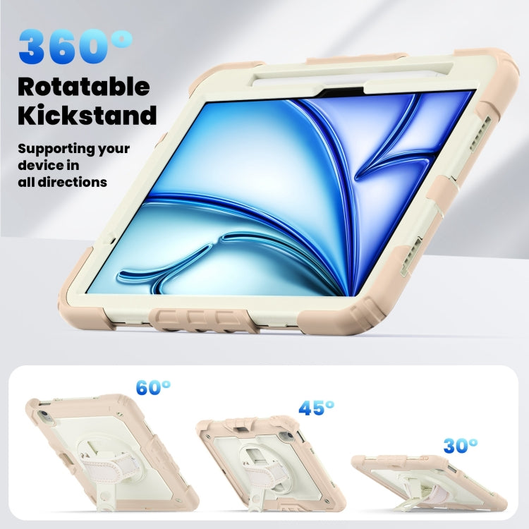 For iPad Air 11 2024 Silicone Hybrid PC Tablet Case with Shoulder Strap(Beige + Rose Gold) - iPad Air 11 2024 Cases by PMC TechLife | Online Shopping South Africa | PMC TechLife | Buy Now Pay Later Mobicred