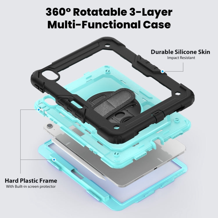 For iPad Air 11 2024 Silicone Hybrid PC Tablet Case with Shoulder Strap(Black + Light Blue) - iPad Air 11 2024 Cases by PMC TechLife | Online Shopping South Africa | PMC TechLife | Buy Now Pay Later Mobicred