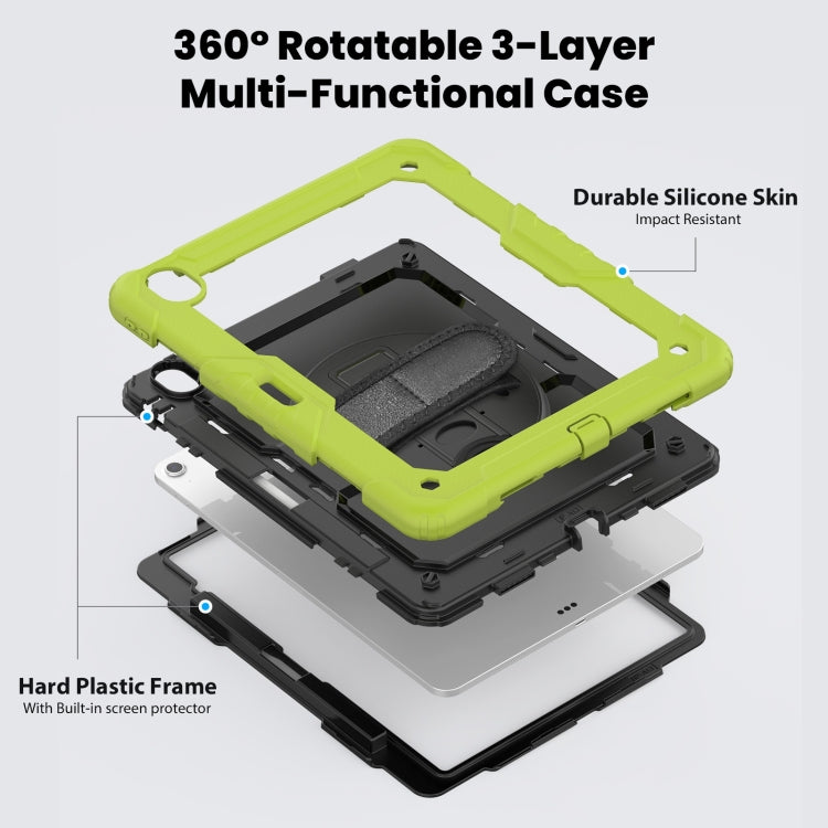 For iPad Air 13 2025 / 2024 Silicone Hybrid PC Tablet Case with Shoulder Strap(Black + Yellow Green) - iPad Air 13 2025 / 2024 Cases by PMC TechLife | Online Shopping South Africa | PMC TechLife | Buy Now Pay Later Mobicred