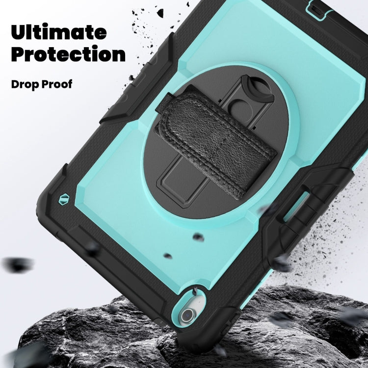 For iPad Air 13 2025 / 2024 Turntable Holder Silicone Hybrid PC Tablet Case with Shoulder Strap(Light Blue + Black) - free shipping - PMC TechLife - Order now!