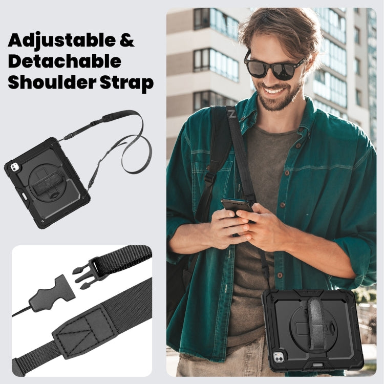For iPad Pro 13 2024 Silicone Hybrid PC Tablet Case with Shoulder Strap(Black) - iPad Pro 13 2024 Cases by PMC TechLife | Online Shopping South Africa | PMC TechLife | Buy Now Pay Later Mobicred