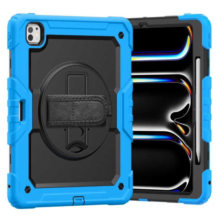 For iPad Pro 13 2024 Silicone Hybrid PC Tablet Case with Shoulder Strap(Black + Light Blue) - iPad Pro 13 2024 Cases by PMC TechLife | Online Shopping South Africa | PMC TechLife | Buy Now Pay Later Mobicred