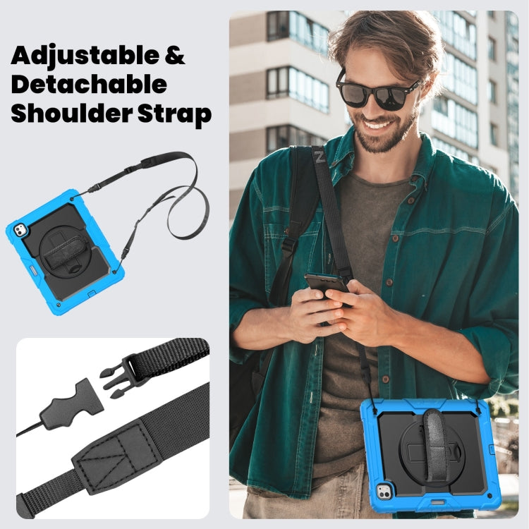 For iPad Pro 13 2024 Silicone Hybrid PC Tablet Case with Shoulder Strap(Black + Light Blue) - iPad Pro 13 2024 Cases by PMC TechLife | Online Shopping South Africa | PMC TechLife | Buy Now Pay Later Mobicred