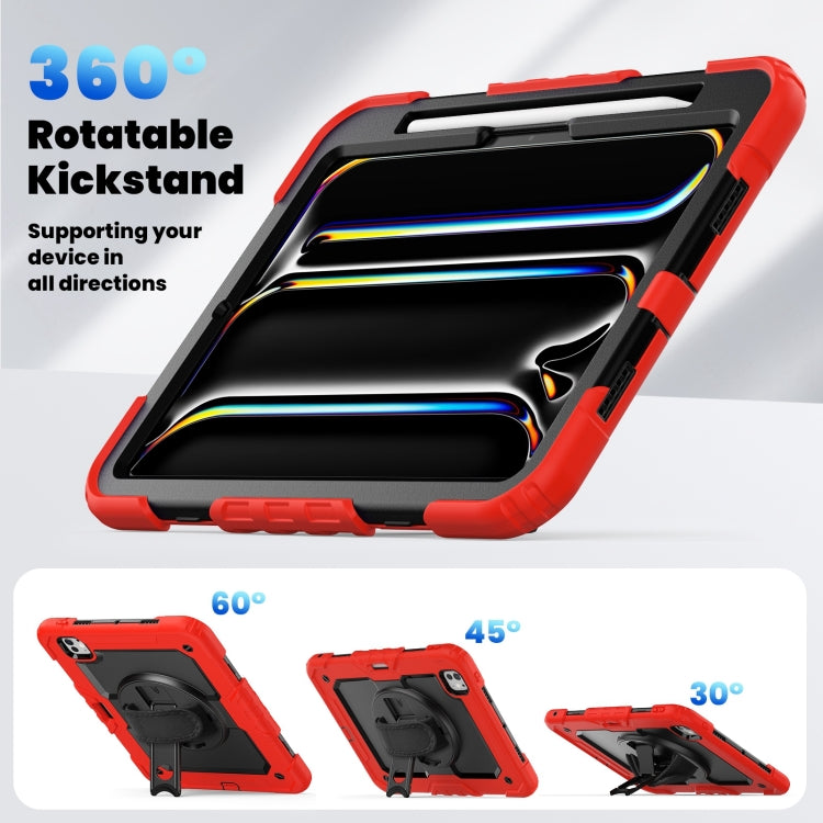 For iPad Pro 11 2024 Silicone Hybrid PC Tablet Case with Shoulder Strap(Red) - iPad Pro 11 2024 Cases by PMC TechLife | Online Shopping South Africa | PMC TechLife | Buy Now Pay Later Mobicred