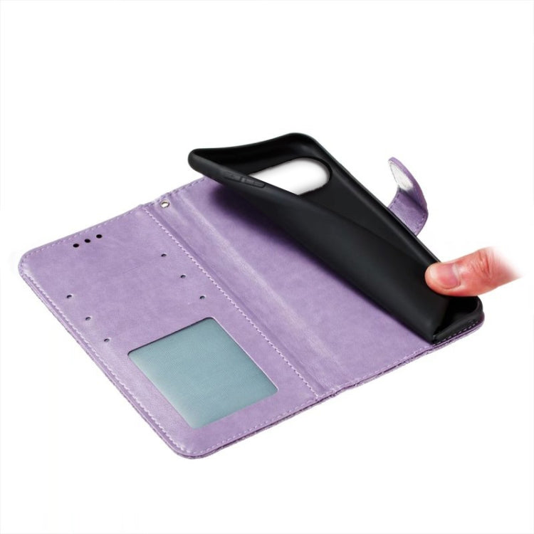 For Google Pixel 9 Lace Flower Embossing Flip Leather Phone Case(Purple) - Google Cases by PMC TechLife | Online Shopping South Africa | PMC TechLife | Buy Now Pay Later Mobicred