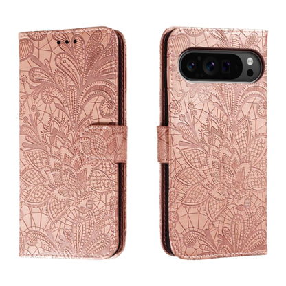 For Google Pixel 9 Pro Lace Flower Embossing Flip Leather Phone Case(Rose Gold) - Google Cases by PMC Jewellery | Online Shopping South Africa | PMC Jewellery | Buy Now Pay Later Mobicred