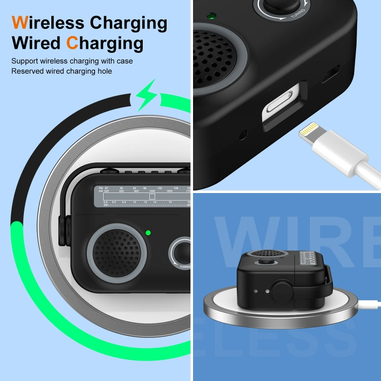 For AirPods Pro 2 Radio Style Wireless Bluetooth Earphones Shockproof Protective Case(Dark Grey) - For AirPods Pro 2 by PMC Jewellery | Online Shopping South Africa | PMC Jewellery | Buy Now Pay Later Mobicred