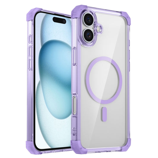 For iPhone 16 Transparent MagSafe Magnetic Phone Case(Purple) - iPhone 16 Cases by PMC Jewellery | Online Shopping South Africa | PMC Jewellery | Buy Now Pay Later Mobicred