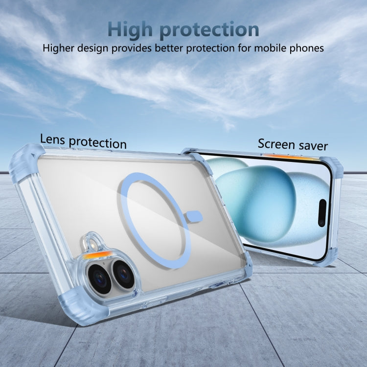 For iPhone 16 Plus Transparent MagSafe Magnetic Phone Case(Blue) - iPhone 16 Plus Cases by PMC Jewellery | Online Shopping South Africa | PMC Jewellery | Buy Now Pay Later Mobicred