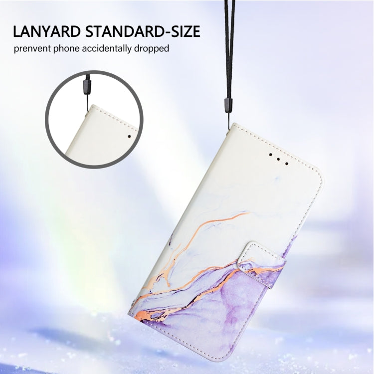 For Blackview A52 PT003 Marble Pattern Flip Leather Phone Case(White Purple) - More Brand by PMC Jewellery | Online Shopping South Africa | PMC Jewellery | Buy Now Pay Later Mobicred