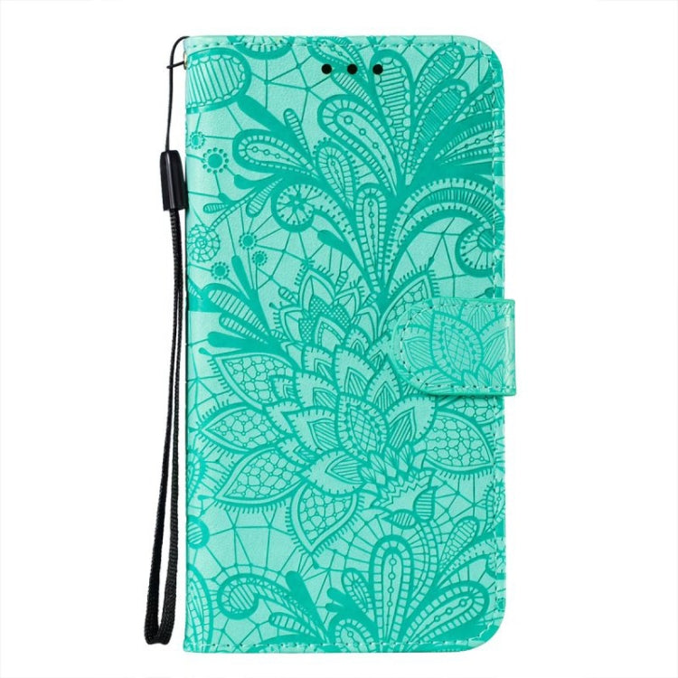 For Motorola Moto G Play 2024 Lace Flower Embossing Flip Leather Phone Case(Green) - Motorola Cases by PMC Jewellery | Online Shopping South Africa | PMC Jewellery | Buy Now Pay Later Mobicred