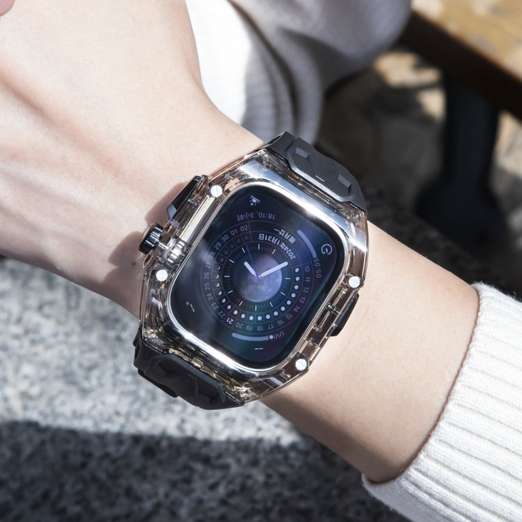 For Apple Watch Ultra 2 49mm Modified PC Hybrid TPU Watch Case Band(Black Clear Black) - Watch Cases by PMC Jewellery | Online Shopping South Africa | PMC Jewellery | Buy Now Pay Later Mobicred