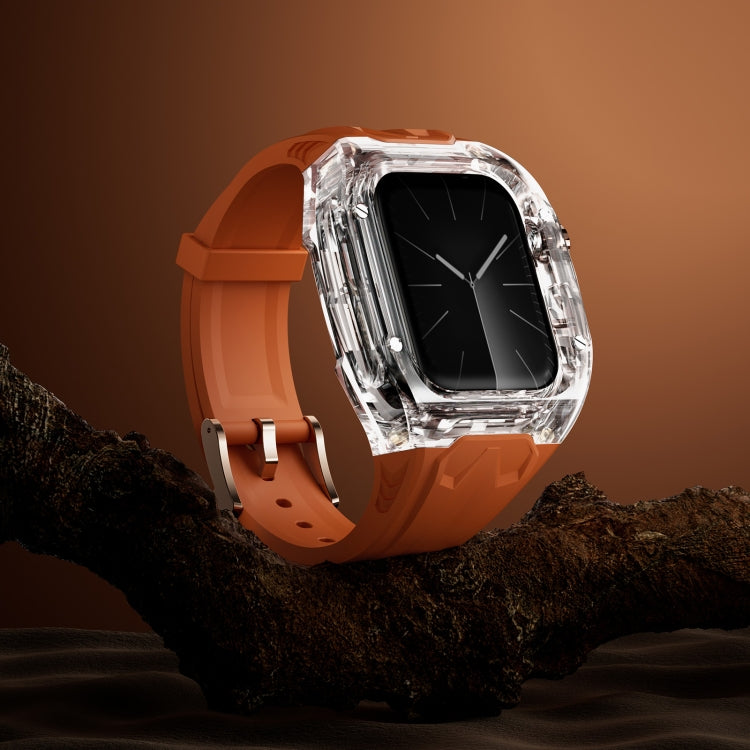 For Apple Watch Series 9 45mm Modified PC Hybrid TPU Watch Case Band(Orange Transparent) - free shipping - PMc TechLife - Order now!