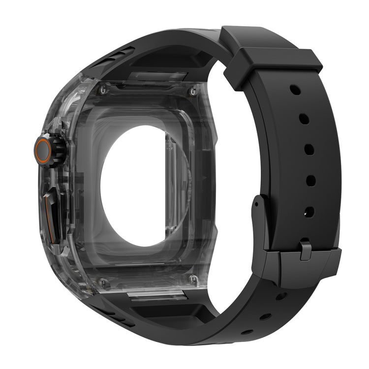 For Apple Watch Ultra 49mm Modified PC Hybrid TPU Watch Case Band(Black Clear Black) - Watch Bands by PMC Jewellery | Online Shopping South Africa | PMC Jewellery | Buy Now Pay Later Mobicred