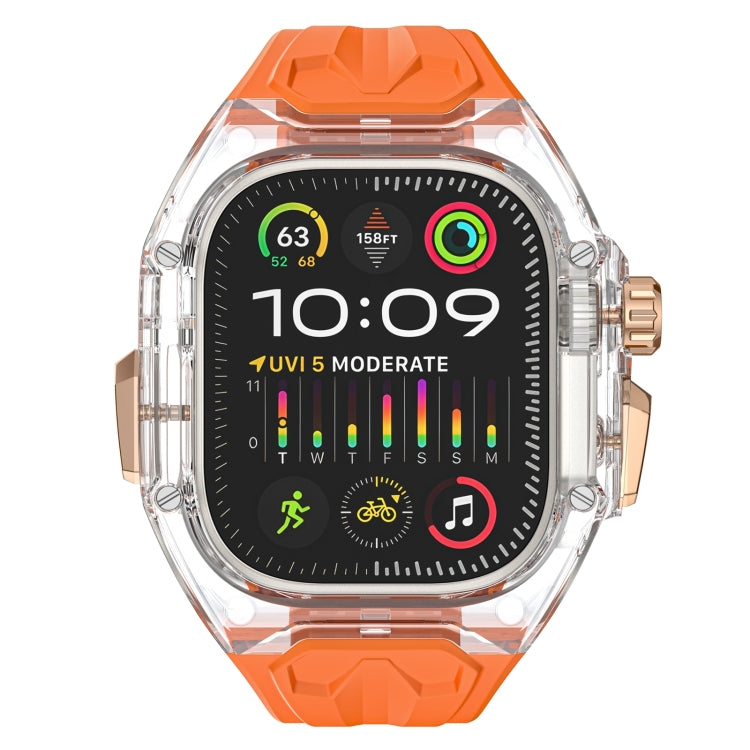 For Apple Watch Ultra 49mm Modified PC Hybrid TPU Watch Case Band(Orange Transparent) - Watch Bands by PMC Jewellery | Online Shopping South Africa | PMC Jewellery | Buy Now Pay Later Mobicred