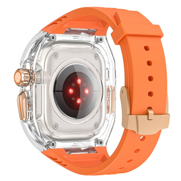 For Apple Watch Ultra 49mm Modified PC Hybrid TPU Watch Case Band(Orange Transparent) - Watch Bands by PMC Jewellery | Online Shopping South Africa | PMC Jewellery | Buy Now Pay Later Mobicred