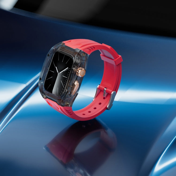 For Apple Watch SE 2022 44mm Modified PC Hybrid TPU Watch Case Band(Red Clear Black) - free shipping - PMc TechLife - Order now!