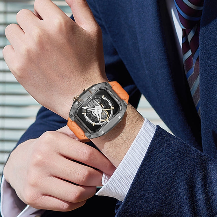 For Apple Watch Series 7 45mm Modified PC Hybrid TPU Watch Case Band(Orange Clear Black) - Watch Cases by PMc TechLife | Online Shopping South Africa | PMc TechLife | Buy Now Pay Later Mobicred