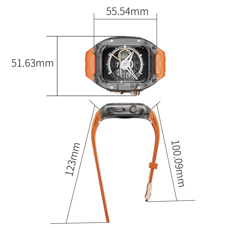 For Apple Watch SE 44mm Modified PC Hybrid TPU Watch Case Band(Orange Clear Black) - Watch Cases by PMc TechLife | Online Shopping South Africa | PMc TechLife | Buy Now Pay Later Mobicred