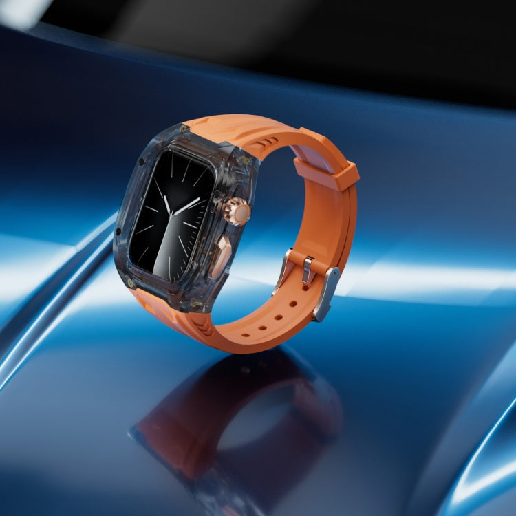 For Apple Watch SE 44mm Modified PC Hybrid TPU Watch Case Band(Orange Clear Black) - Watch Cases by PMc TechLife | Online Shopping South Africa | PMc TechLife | Buy Now Pay Later Mobicred