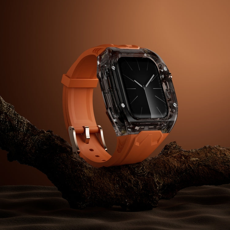 For Apple Watch SE 44mm Modified PC Hybrid TPU Watch Case Band(Orange Clear Black) - Watch Cases by PMc TechLife | Online Shopping South Africa | PMc TechLife | Buy Now Pay Later Mobicred
